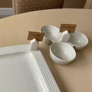 3 Ceramic House-Shaped Ivory Place Card Holder Decorations 🏠